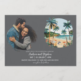 Convites Casamento Romântico Tropical na Ilha