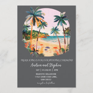 Convites Casamento Romântico Tropical na Ilha