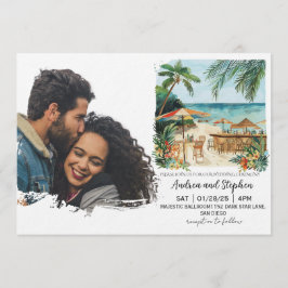 Convites Casamento Romântico Tropical na Ilha