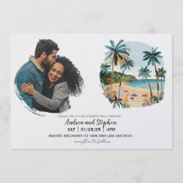 Convites Casamento Romântico Tropical na Ilha
