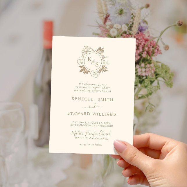 Convites Casamento Romântico Verde Tropical Salvar a Data (Criador carregado)