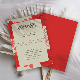 Convites Casamento Romântico Vermelho Floral