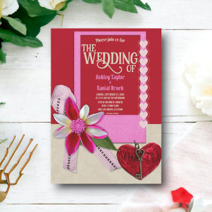 Convites Casamento Romântico Vermelho Namorados Decorativo