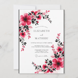 Convites Casamento Romântico Vibrante em Fuchsia