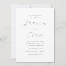 Convites Casamento Romático Clássico de Cinza Azul Dusty