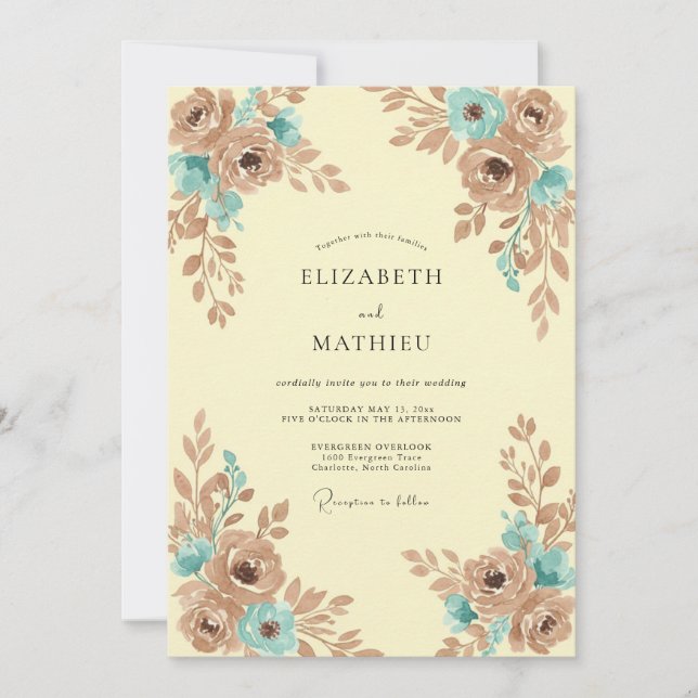 Convites Casamento Rosa Água Taupe (Frente)