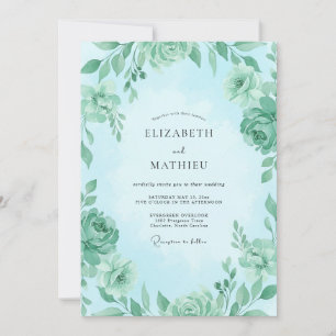 Convites Casamento Rosa Antiga Água Mint