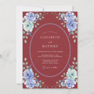 Convites Casamento Rosa Antiga Crimson Periwinkle