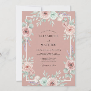 Convites Casamento Rosa Antigo Rosa