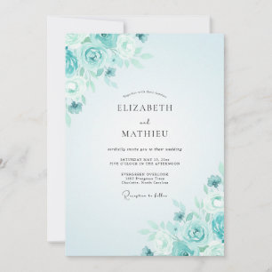 Convites Casamento Rosa Aquamarina