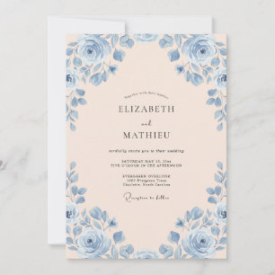 Convites Casamento Rosa Azul Champagne