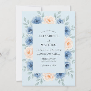 Convites Casamento Rosa Azul Pó