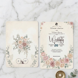 Convites Casamento Rosa Bege Boêmio Divino