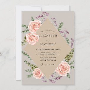 Convites Casamento Rosa Bege Champagne