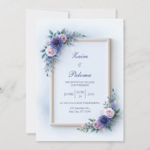 Convites Casamento Rosa Bege Dália Lavanda