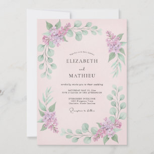 Convites Casamento Rosa Bege Delicado Lilás