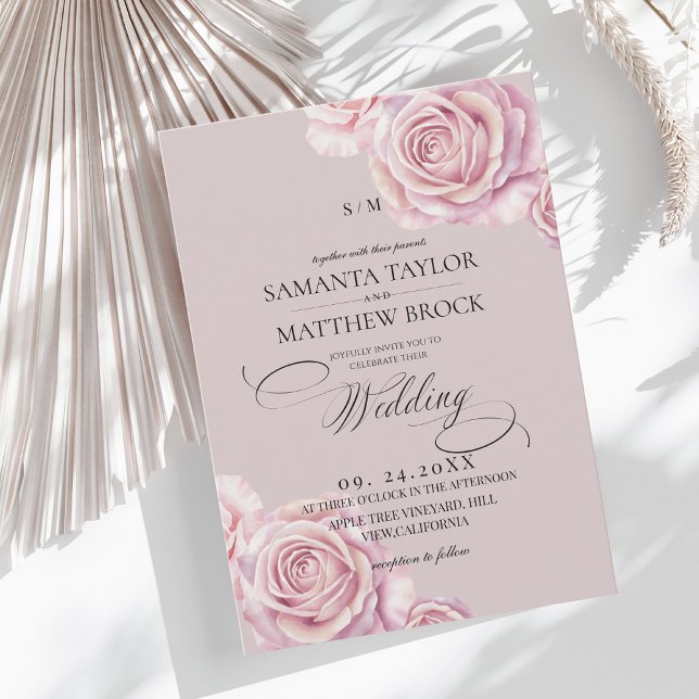 Convites Casamento Rosa Bege Devine (Criador carregado)
