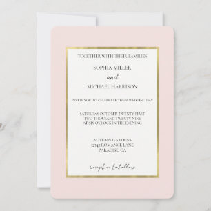 Convites Casamento Rosa Bege Dourado Branco