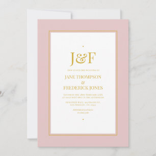 Convites Casamento Rosa Bege e Dourado