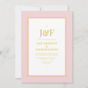 Convites Casamento Rosa Bege e Dourado