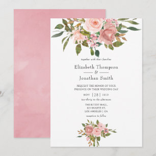 Convites Casamento Rosa Bege e Dourado Rosa
