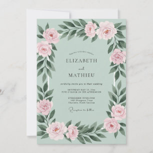 Convites Casamento Rosa Bege Hortelã