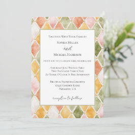 Convites Casamento Rosa Bege Laranja Verde Amarelo