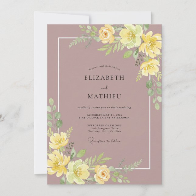 Convites Casamento Rosa Bege Manteiga (Frente)