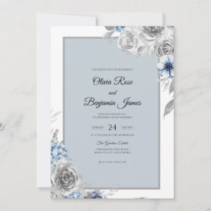 Convites Casamento Rosa Bege Prata Ardósia