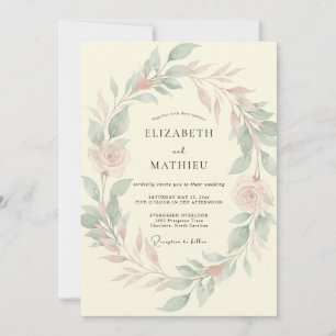 Convites Casamento Rosa Bege Sage