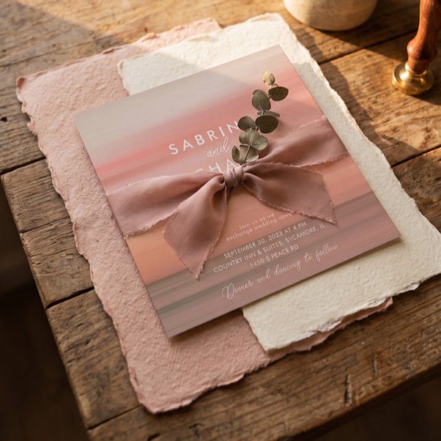 Convites Casamento Rosa Beijo Chic Moderno (Criador carregado)