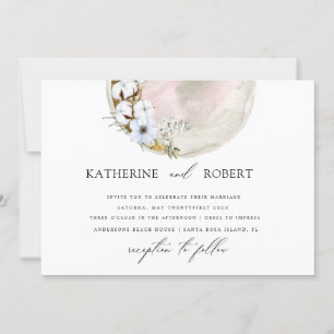 Convites Casamento rosa boêmico da lua de cheio místico