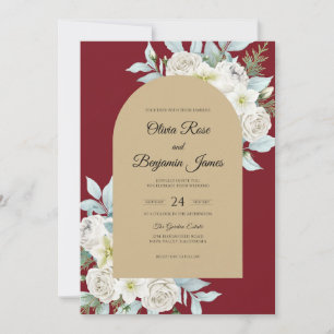 Convites Casamento Rosa Branca Carmesim