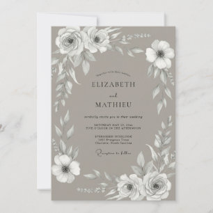 Convites Casamento Rosa Branca Taupe
