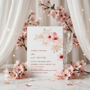Convites Casamento Rosa Branco de Flor de Cerejeira