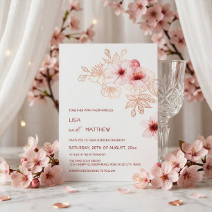 Convites Casamento Rosa Branco Flor de Cerejeira