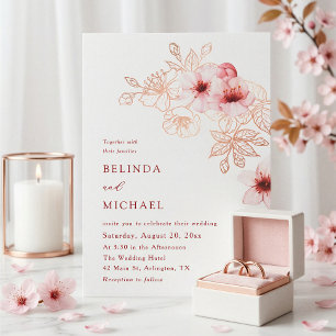 Convites Casamento Rosa Branco Flor de Cerejeira