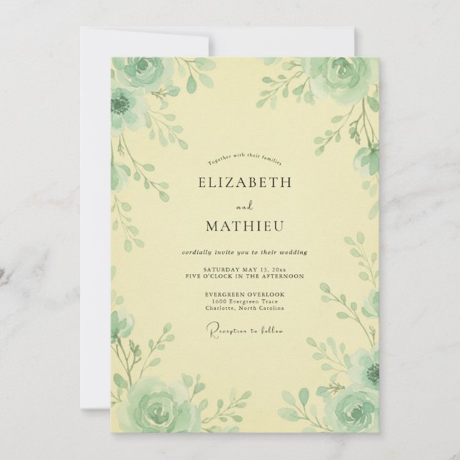 Convites Casamento Rosa Celadão Manteiga (Frente)