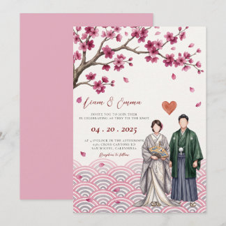 Convites Casamento Rosa Cerejeira Sakura Antiga Asiática