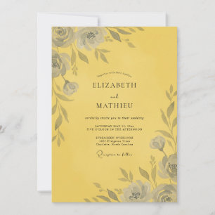 Convites Casamento Rosa Cinza Amarelo