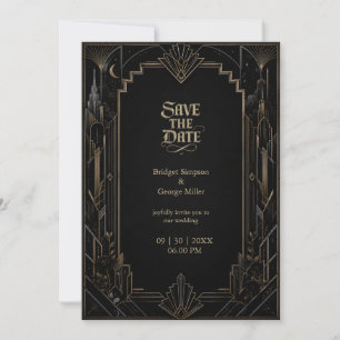 Convites Casamento Rosa com Paisagem Art Déco Gótica