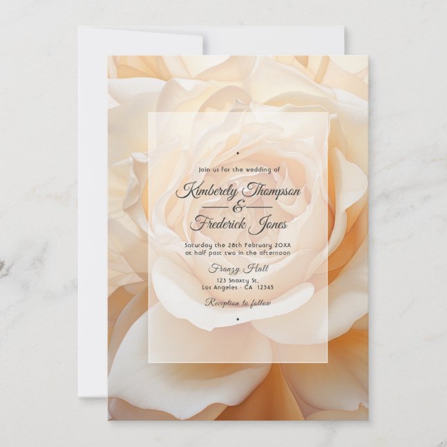 Convites Casamento Rosa Cor de Champanhe (Frente)