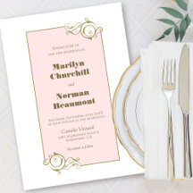 Casamento Rosa Cor-de-Quadro Dourado Moderno