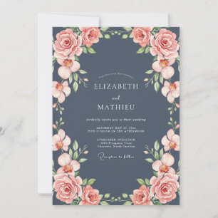 Convites Casamento Rosa Coral Ardósia