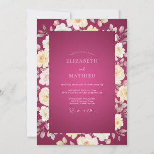 Convites Casamento Rosa Creme Magenta