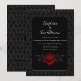 Convites Casamento Rosa Damasco Preto Gótico