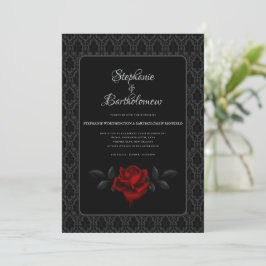 Convites Casamento Rosa Damasco Preto Gótico