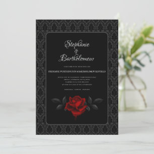 Convites Casamento Rosa Damasco Preto Gótico