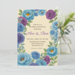Convites Casamento Rosa de Lyon Blue Peony & Fig Purple