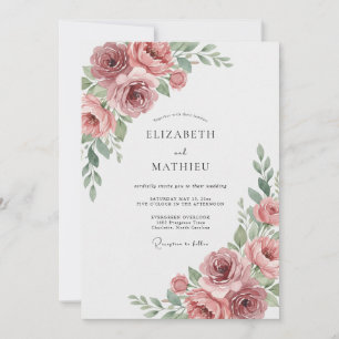Convites Casamento Rosa Desbotada Empoeirada
